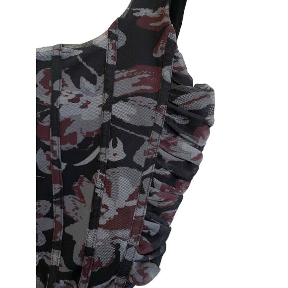 Free People Galaxy Corset Tank Top Size Small Mesh Black Gray Floral Cropped NWT - Picture 6 of 11